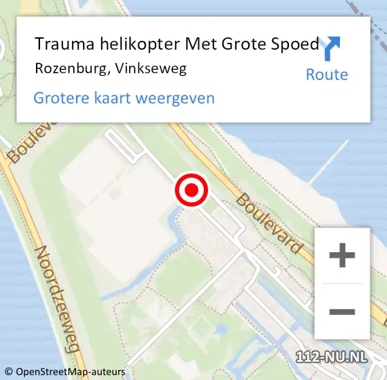 Locatie op kaart van de 112 melding: Trauma helikopter Met Grote Spoed Naar Rozenburg, Vinkseweg op 17 augustus 2023 10:26
