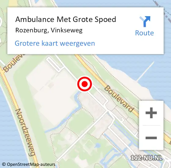 Locatie op kaart van de 112 melding: Ambulance Met Grote Spoed Naar Rozenburg, Vinkseweg op 17 augustus 2023 10:26