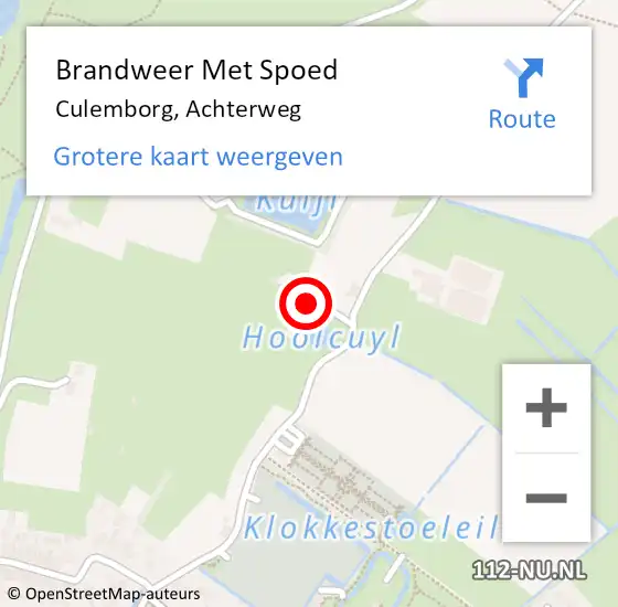 Locatie op kaart van de 112 melding: Brandweer Met Spoed Naar Culemborg, Achterweg op 17 augustus 2023 10:28