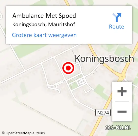 Locatie op kaart van de 112 melding: Ambulance Met Spoed Naar Koningsbosch, Mauritshof op 17 augustus 2023 10:37