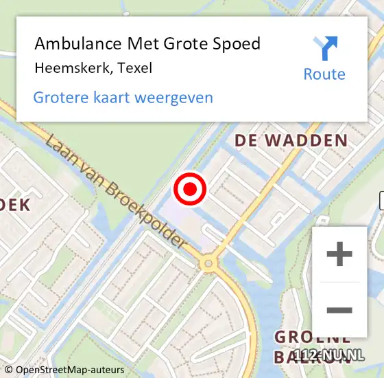 Locatie op kaart van de 112 melding: Ambulance Met Grote Spoed Naar Heemskerk, Texel op 17 augustus 2023 10:49