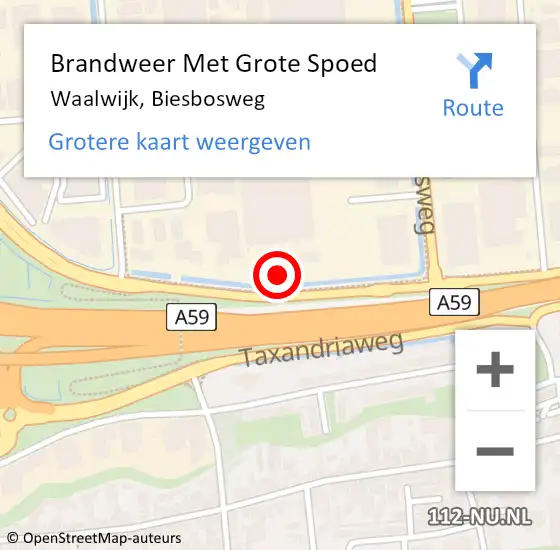 Locatie op kaart van de 112 melding: Brandweer Met Grote Spoed Naar Waalwijk, Biesbosweg op 17 augustus 2023 10:56