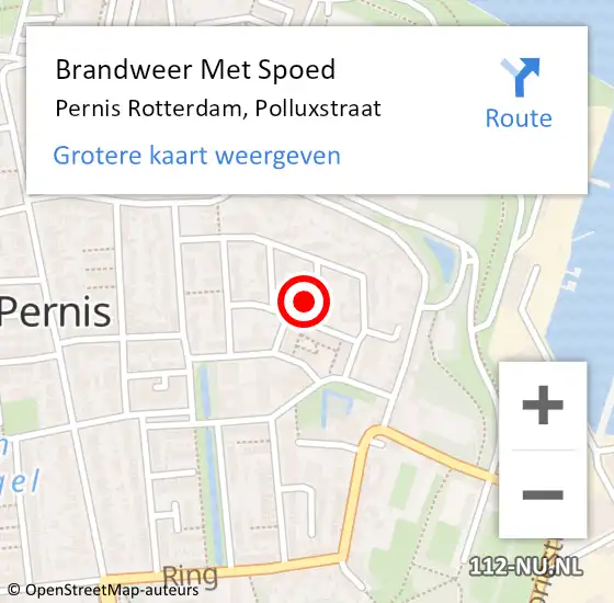 Locatie op kaart van de 112 melding: Brandweer Met Spoed Naar Pernis Rotterdam, Polluxstraat op 5 september 2014 02:40