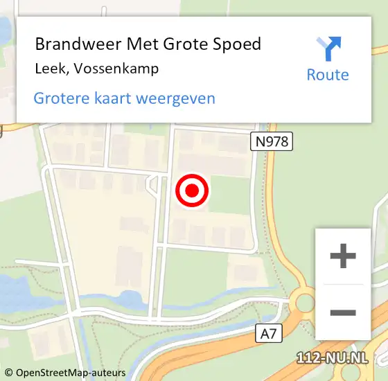 Locatie op kaart van de 112 melding: Brandweer Met Grote Spoed Naar Leek, Vossenkamp op 17 augustus 2023 12:03