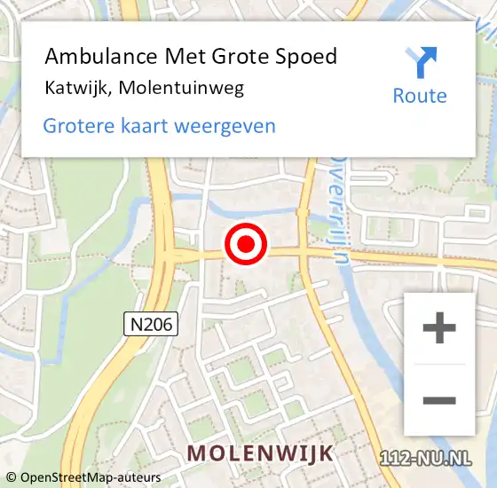 Locatie op kaart van de 112 melding: Ambulance Met Grote Spoed Naar Katwijk, Molentuinweg op 17 augustus 2023 12:15