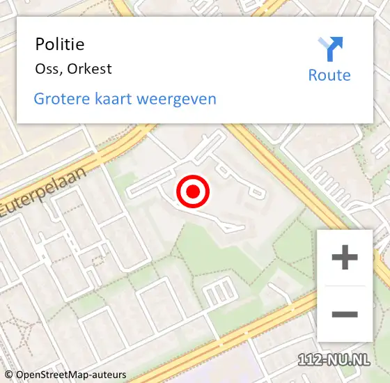 Locatie op kaart van de 112 melding: Politie Oss, Orkest op 17 augustus 2023 12:19