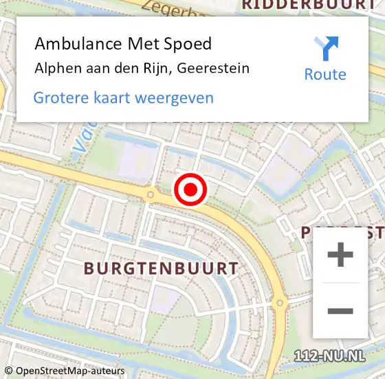 Locatie op kaart van de 112 melding: Ambulance Met Spoed Naar Alphen aan den Rijn, Geerestein op 17 augustus 2023 12:21