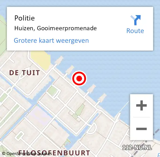 Locatie op kaart van de 112 melding: Politie Huizen, Gooimeerpromenade op 17 augustus 2023 13:18