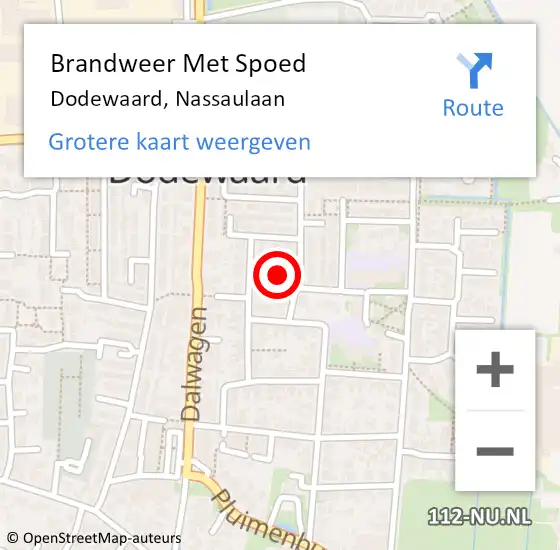 Locatie op kaart van de 112 melding: Brandweer Met Spoed Naar Dodewaard, Nassaulaan op 17 augustus 2023 13:25