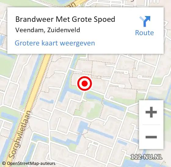 Locatie op kaart van de 112 melding: Brandweer Met Grote Spoed Naar Veendam, Zuidenveld op 17 augustus 2023 13:35