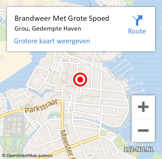 Locatie op kaart van de 112 melding: Brandweer Met Grote Spoed Naar Grou, Gedempte Haven op 17 augustus 2023 13:36