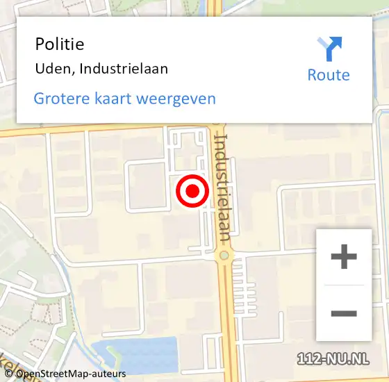 Locatie op kaart van de 112 melding: Politie Uden, Industrielaan op 17 augustus 2023 13:45