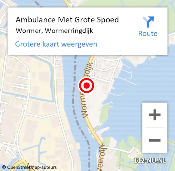 Locatie op kaart van de 112 melding: Ambulance Met Grote Spoed Naar Wormer, Wormerringdijk op 17 augustus 2023 14:08