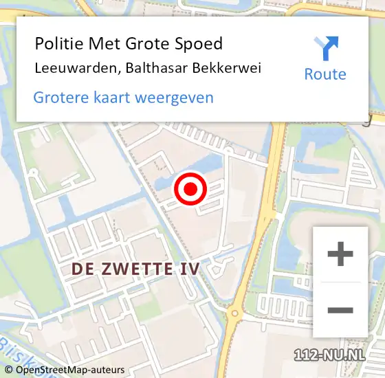 Locatie op kaart van de 112 melding: Politie Met Grote Spoed Naar Leeuwarden, Balthasar Bekkerwei op 17 augustus 2023 14:20