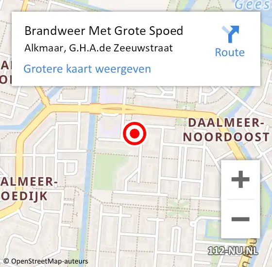 Locatie op kaart van de 112 melding: Brandweer Met Grote Spoed Naar Alkmaar, G.H.A.de Zeeuwstraat op 17 augustus 2023 14:22