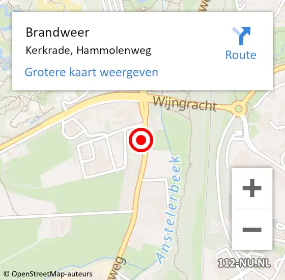 Locatie op kaart van de 112 melding: Brandweer Kerkrade, Hammolenweg op 17 augustus 2023 15:11