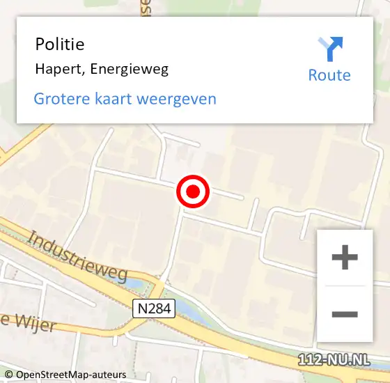 Locatie op kaart van de 112 melding: Politie Hapert, Energieweg op 17 augustus 2023 15:16
