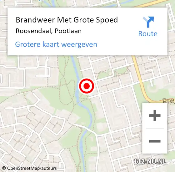 Locatie op kaart van de 112 melding: Brandweer Met Grote Spoed Naar Roosendaal, Pootlaan op 17 augustus 2023 15:18