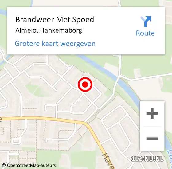 Locatie op kaart van de 112 melding: Brandweer Met Spoed Naar Almelo, Hankemaborg op 17 augustus 2023 15:35