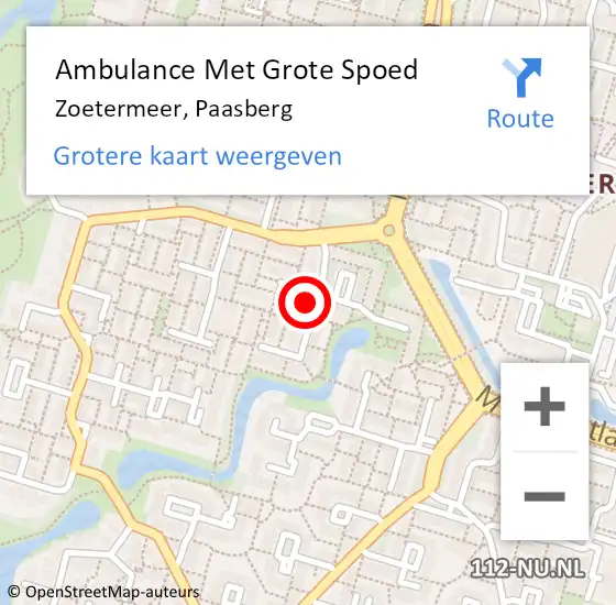 Locatie op kaart van de 112 melding: Ambulance Met Grote Spoed Naar Zoetermeer, Paasberg op 17 augustus 2023 15:47