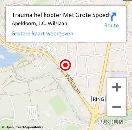 Locatie op kaart van de 112 melding: Trauma helikopter Met Grote Spoed Naar Apeldoorn, J.C. Wilslaan op 17 augustus 2023 16:02