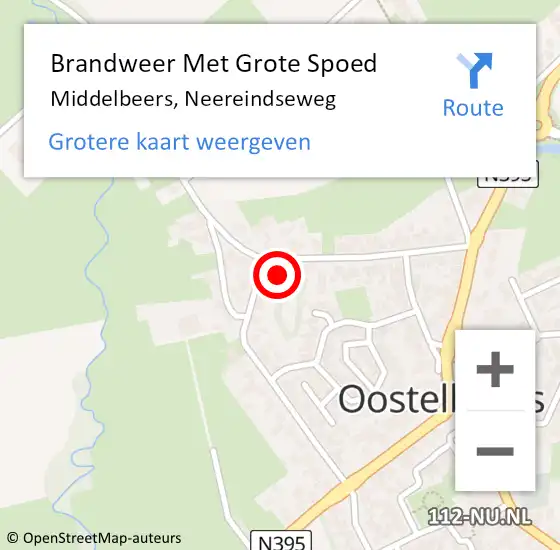 Locatie op kaart van de 112 melding: Brandweer Met Grote Spoed Naar Middelbeers, Neereindseweg op 17 augustus 2023 16:19