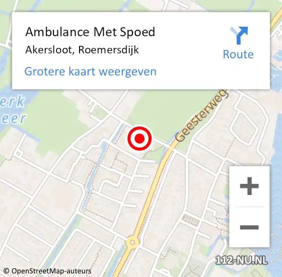 Locatie op kaart van de 112 melding: Ambulance Met Spoed Naar Akersloot, Roemersdijk op 17 augustus 2023 16:32