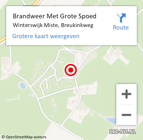 Locatie op kaart van de 112 melding: Brandweer Met Grote Spoed Naar Winterswijk Miste, Breukinkweg op 17 augustus 2023 16:37