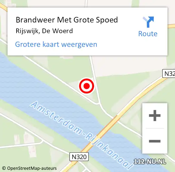 Locatie op kaart van de 112 melding: Brandweer Met Grote Spoed Naar Rijswijk, De Woerd op 17 augustus 2023 17:47