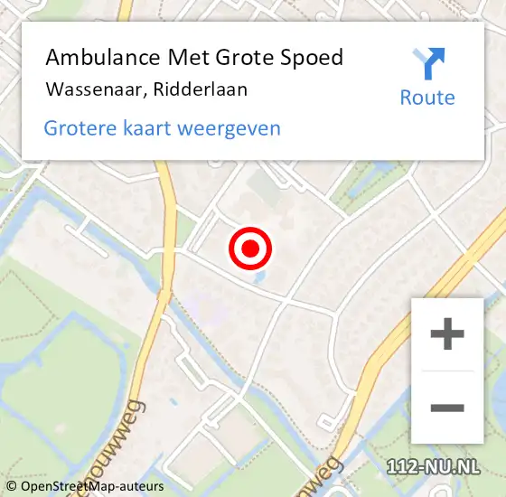 Locatie op kaart van de 112 melding: Ambulance Met Grote Spoed Naar Wassenaar, Ridderlaan op 17 augustus 2023 18:02