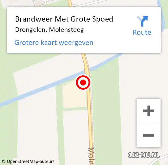 Locatie op kaart van de 112 melding: Brandweer Met Grote Spoed Naar Drongelen, Molensteeg op 17 augustus 2023 18:07