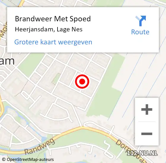 Locatie op kaart van de 112 melding: Brandweer Met Spoed Naar Heerjansdam, Lage Nes op 17 augustus 2023 18:26