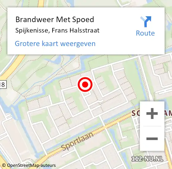 Locatie op kaart van de 112 melding: Brandweer Met Spoed Naar Spijkenisse, Frans Halsstraat op 17 augustus 2023 18:39