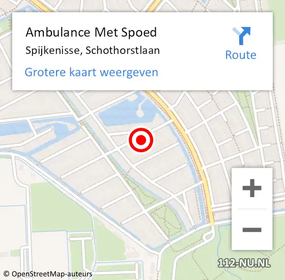 Locatie op kaart van de 112 melding: Ambulance Met Spoed Naar Spijkenisse, Schothorstlaan op 17 augustus 2023 19:21