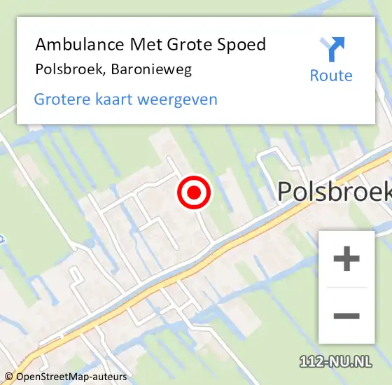 Locatie op kaart van de 112 melding: Ambulance Met Grote Spoed Naar Polsbroek, Baronieweg op 17 augustus 2023 19:23