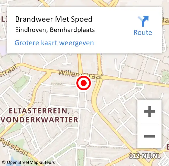 Locatie op kaart van de 112 melding: Brandweer Met Spoed Naar Eindhoven, Bernhardplaats op 17 augustus 2023 19:26