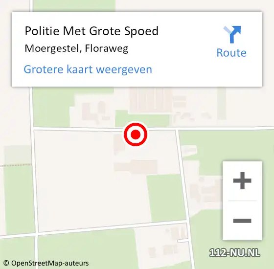 Locatie op kaart van de 112 melding: Politie Met Grote Spoed Naar Moergestel, Floraweg op 17 augustus 2023 19:27