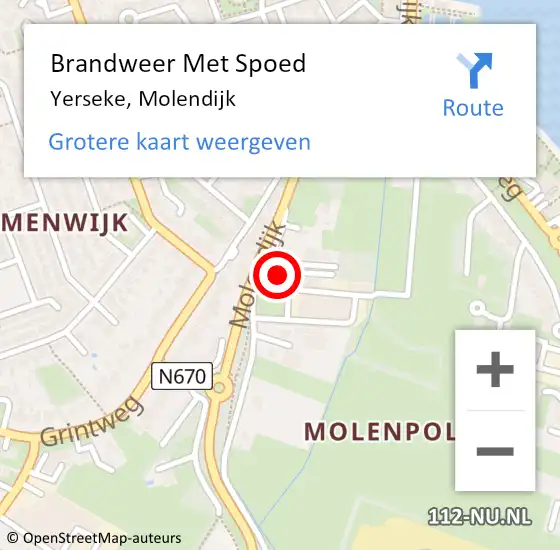 Locatie op kaart van de 112 melding: Brandweer Met Spoed Naar Yerseke, Molendijk op 17 augustus 2023 20:13