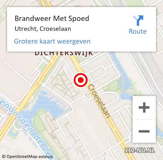 Locatie op kaart van de 112 melding: Brandweer Met Spoed Naar Utrecht, Croeselaan op 17 augustus 2023 20:20