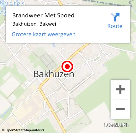 Locatie op kaart van de 112 melding: Brandweer Met Spoed Naar Bakhuizen, Bakwei op 17 augustus 2023 20:45