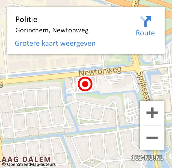 Locatie op kaart van de 112 melding: Politie Gorinchem, Newtonweg op 17 augustus 2023 20:47