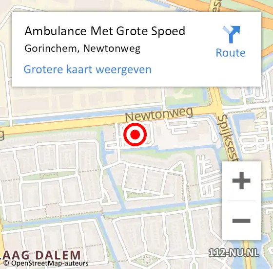 Locatie op kaart van de 112 melding: Ambulance Met Grote Spoed Naar Gorinchem, Newtonweg op 17 augustus 2023 20:47