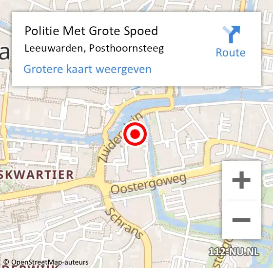 Locatie op kaart van de 112 melding: Politie Met Grote Spoed Naar Leeuwarden, Posthoornsteeg op 17 augustus 2023 20:47