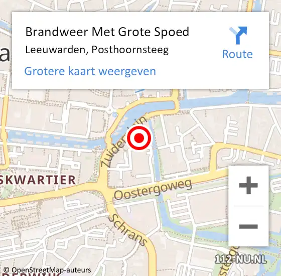 Locatie op kaart van de 112 melding: Brandweer Met Grote Spoed Naar Leeuwarden, Posthoornsteeg op 17 augustus 2023 20:48