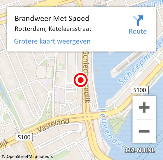 Locatie op kaart van de 112 melding: Brandweer Met Spoed Naar Rotterdam, Ketelaarsstraat op 17 augustus 2023 20:54