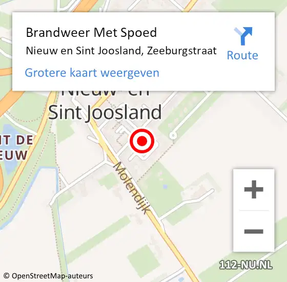 Locatie op kaart van de 112 melding: Brandweer Met Spoed Naar Nieuw en Sint Joosland, Zeeburgstraat op 17 augustus 2023 21:02