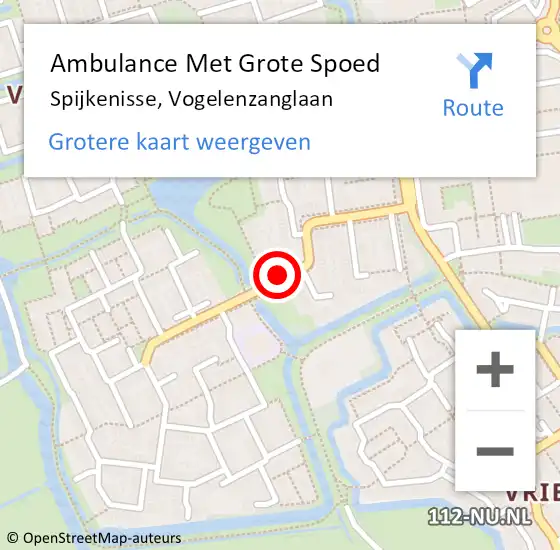 Locatie op kaart van de 112 melding: Ambulance Met Grote Spoed Naar Spijkenisse, Vogelenzanglaan op 17 augustus 2023 21:13