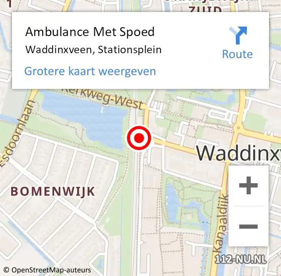 Locatie op kaart van de 112 melding: Ambulance Met Spoed Naar Waddinxveen, Stationsplein op 17 augustus 2023 21:23