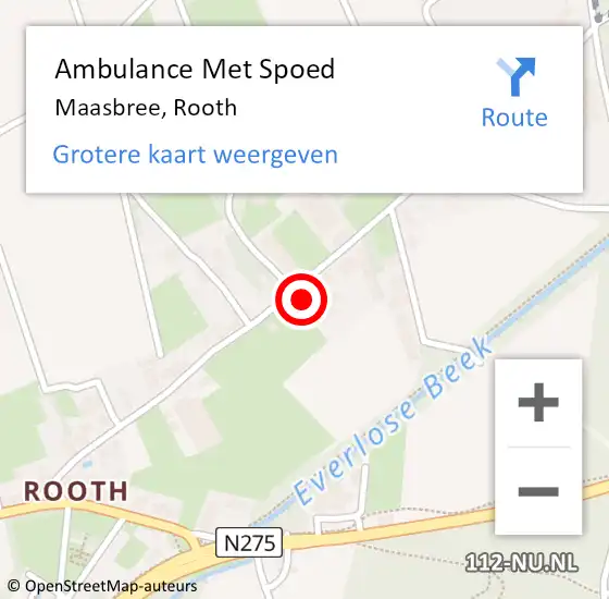 Locatie op kaart van de 112 melding: Ambulance Met Spoed Naar Maasbree, Rooth op 5 september 2014 06:35