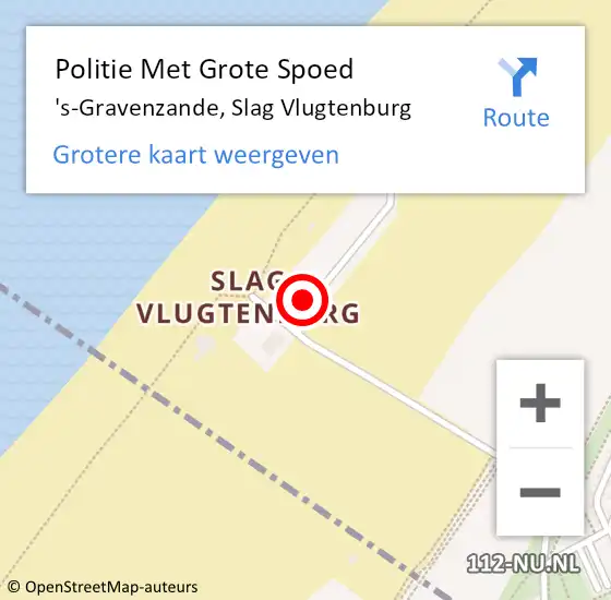 Locatie op kaart van de 112 melding: Politie Met Grote Spoed Naar 's-Gravenzande, Slag Vlugtenburg op 17 augustus 2023 21:36